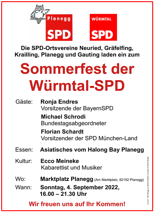 Würmtal-SPD 2022-08-19 Sommerfest Plakat 2