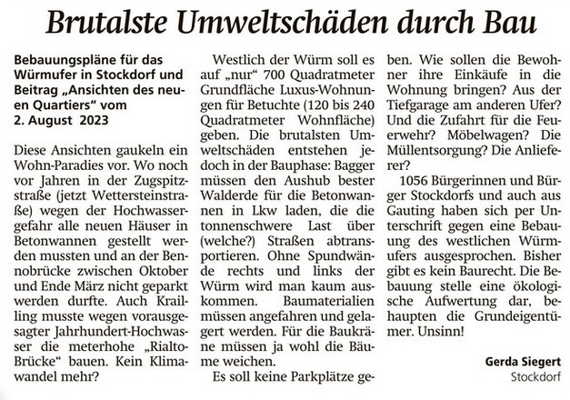Gauting Stockdorf Stanz-Schmidt 2023-08-05 Leserbrief Siegert Brutalste Umweltschäden StaM